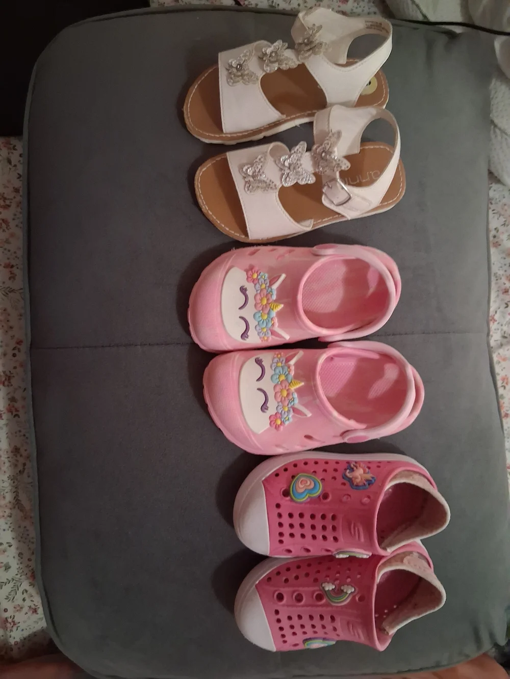Kids White Sandals and Pink Slip-On Shoes Set